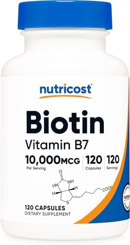 Nutricost Biotin (Vitamin B7) 10,000mcg (10mg), 240 Capsules, Quick Release | Vegetarian, Gluten Free, GMO-Free