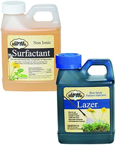 Liquid Harvest Lazer Blue Concentrate Spray Pattern Indicator 8 Ounce & Liquid Harvest Surfactant for Herbicides Non-Ionic 8 Ounce