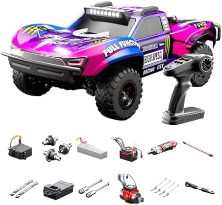 1:10 Scale 4WD Fast Off-Road RC Car – 85km/h High-Speed Remote Control Truck with Metal Gears, Steel CVD Shafts, 90A Waterproof ESC, 5200mAh Battery