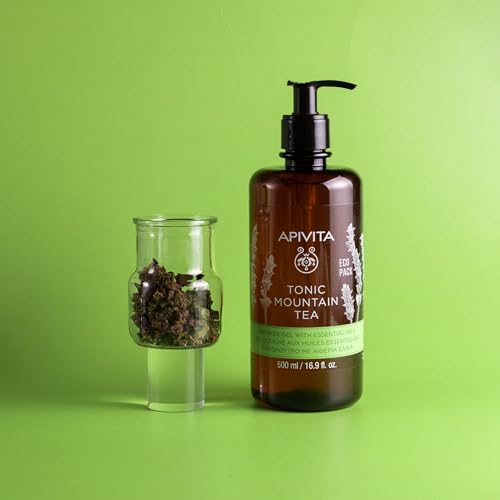 APIVITA Tonic Mountain Tea Shower Gel | Gently Cleanses, Revitalizes & Preserves Moisture with Mountain Tea, Propolis & Essential Oils
