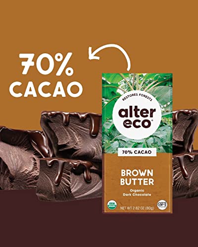 Alter Eco | Dark Chocolate Bars | Pure Dark Cocoa, Fair Trade, Organic, Non-GMO, Gluten Free (Brown Butter)