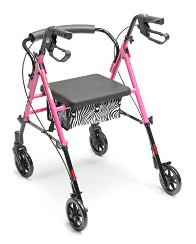 Lumex Set n' Go Rollator, Height-Adjustable, Rolling Walkers for Seniors with Seat, Silver