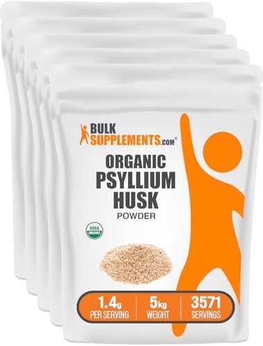 BulkSupplements.com Organic Psyllium Husk Powder - Psyllium Husk Powder for Baking, Fiber Supplement - Gluten Free, 1.4g per Serving, 1kg (2.2 lbs) (Pack of 1)
