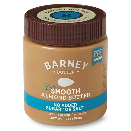 Barney Butter Almond Butter, Bare Smooth, 16 Ounce Jar, No Added Sugar or Salt, Skin-Free Almonds, No Stir, Non-GMO, Gluten Free, Keto, Paleo, Vegan