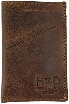 Hide & Drink, Soft Leather Wallet & Card Sleeve, Handmade Includes 101 Year Warranty (Bourbon Brown)