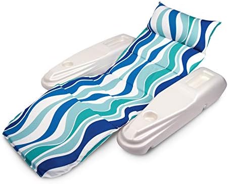 Poolmaster Rio Sun Retro Adjustable Floating Chaise Pool Lounge, Blue Currents