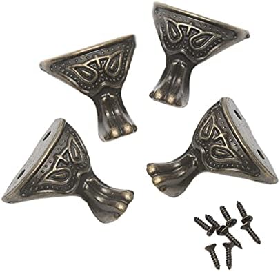 4Pcs Antique Brass Box Legs Feet Corner Protector Zinc Alloy Gift Box Jewelry Wood Case Decorative Feet Leg Metal Corner Protector Furniture Fittings