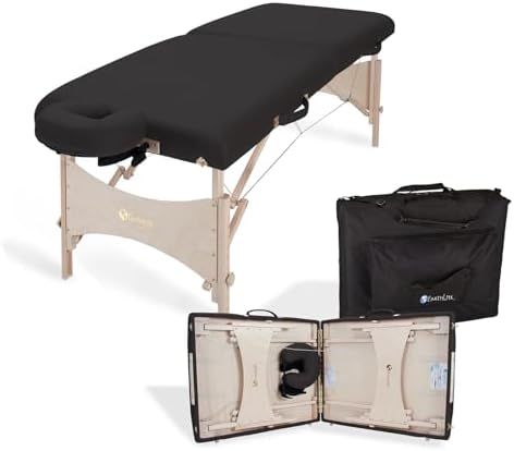 EarthLite Harmony DX Portable Massage Table Package, Includes Table + Face Cradle + Carrying Case, 30" x 73, Black