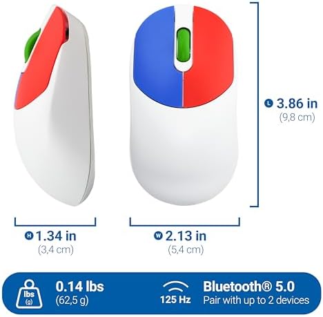 Clevy Kids Mouse - Colorful Ergonomic Bluetooth Computer and Laptop Kids Mouse for School and Home Computer Use - Wireless Children Friendly