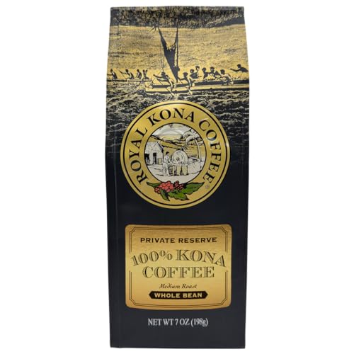 ROYAL KONA COFFEE Whole Bean - 100% Hawaiian Kona Coffee, Private Reserve, Medium Roast, (Pack of 2)