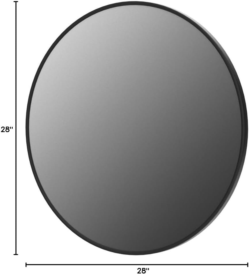 Growsun Black Round Mirror 24 inch, Wall Mounted Circle Mirror, Metal Framed Mirror for Bathroom Vanity, Bedroom Home Decor Mirros