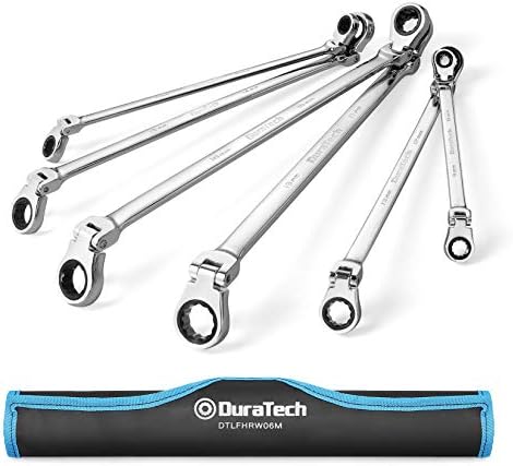 DURATECH Extra Long Flex-Head Ratcheting Wrench Set, Metric, CR-V Steel