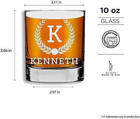 Customized Whiskey Gifts for Men - Personalized Scotch Glass Gift Set with Box - Engraved Wisky Rocks Glasses for Boyfriend, Husband