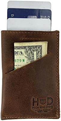 Hide & Drink, Soft Leather Wallet & Card Sleeve, Handmade Includes 101 Year Warranty (Bourbon Brown)