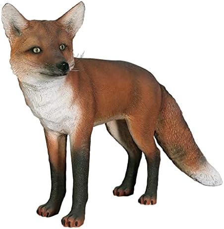 Design Toscano Simon The Woodland Fox Indoor/Outdoor Garden Statue for Patio, Pool or Lawn, 18 Inch Tall, Cast Stone Resin, Red Orange Paint
