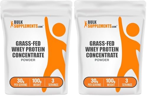 BulkSupplements.com Grass Fed Whey Protein Powder - Whey Protein Concentrate Powder - Unflavored & Gluten Free, 30g per Serving, 1kg (2.2 lbs) (Pack of 1)