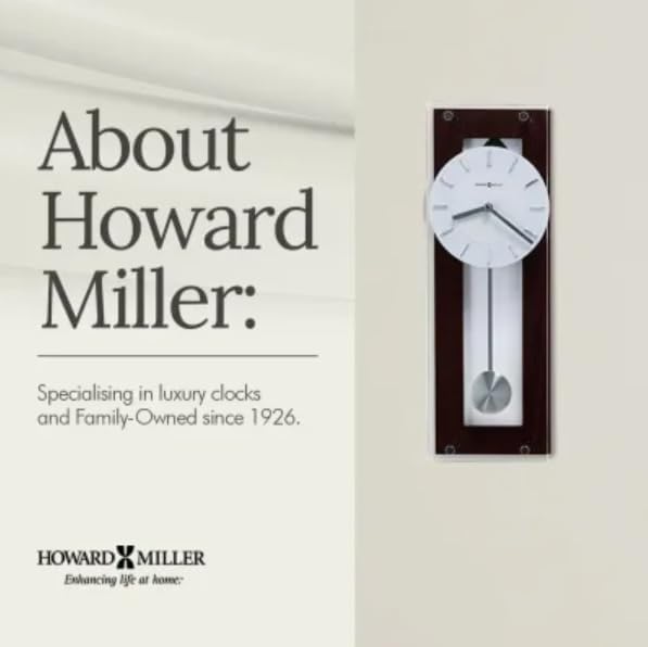 Howard Miller Emmett II Wall Clock – Espresso Finish, Silver Pendulum, Chrome Accents, Quartz Movement, Modern Pendulum Wall Clock