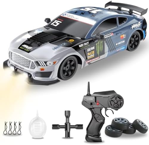 Liberty Imports RC Drift Car 1/16 2.4GHz 4WD Remote Control Sport Racing On-Road Vehicle with LED Light, Batteries and Drift Tires (Red)