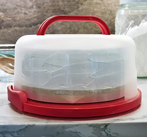 Top Shelf Elements Round Cake Carrier Two Sided Cake Holder Serves as Five Section Serving Tray, Portable Cake Stand Fits 10 inch Cake