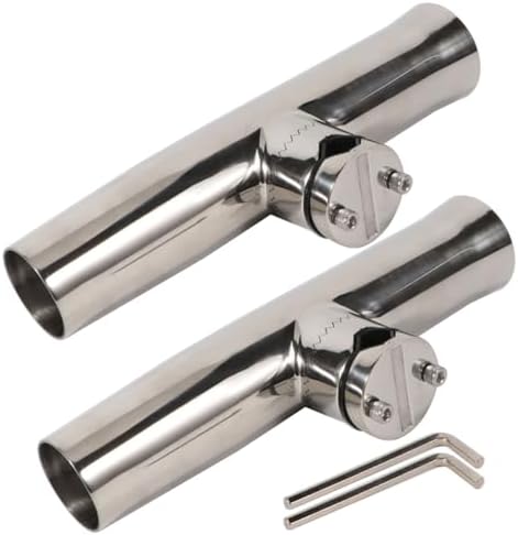 2PCS Stainless Tournament Style Clamp on Fishing Rod Holder for Rails, Rail Mount Rod Holder
