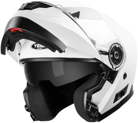 YEMA Modular Motorcycle Helmets, DOT Approved Full Face Motorcycle Helmet with with Flip Up Dual Visor for Men & Women - Street, Scooter, ATV, E-Bike
