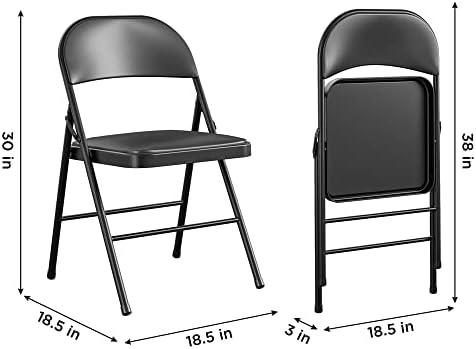 COSCO Vinyl Folding Chair, 4 Pack, Black