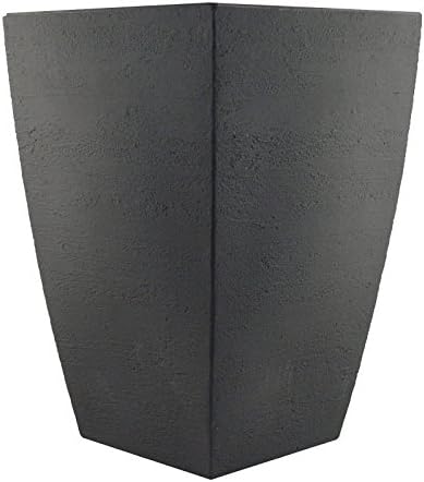 Tusco Products MSQ16BK Modern Square Garden Planter, 16-Inch, Black
