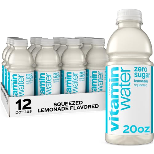 vitaminwater Squeezed Lemonade Zero Sugar, Flavored Water Beverage Bottles, 20 fl oz, 12 Pack