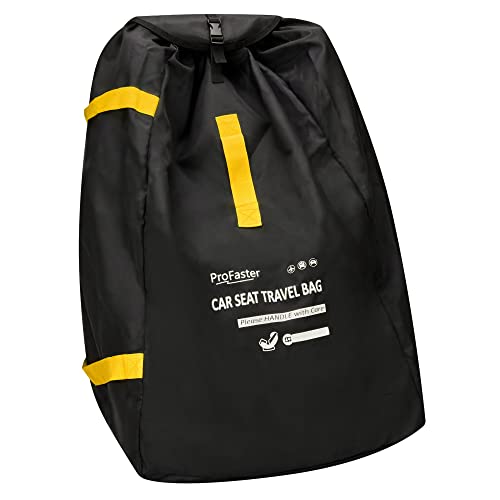 Car Seat Travel Bag Backpack for Air Travel - Karfast Universal Infant Carseat Gate Check Bag Cover for Airplane, Foldable with Pouch, Black