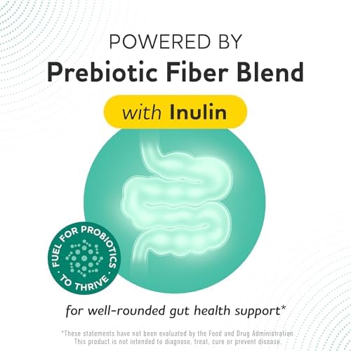 Prebiotics and Probiotics, 50 Billion CFU, 16 Probiotic Strains & Inulin | With Prebiotic Fiber, Delayed Release Capsules, Gut Health Support, Prebiotics and Probiotics for Women & Men, 60 Capsules