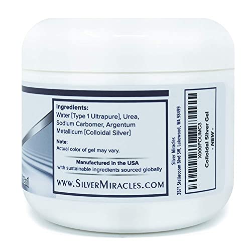 Silver Miracles - Colloidal Silver Gel - Nano Silver Gel Wound Care - Healing Ointment for Burns & Irritated Skin - for All Skin Types - 4 Oz