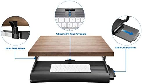 Mount-It! Keyboard Tray Under Desk with Adjustable Mouse Platform – Easy-Glide Sliding Drawer Under Desk Slide Out – Ergonomic Under Key Board