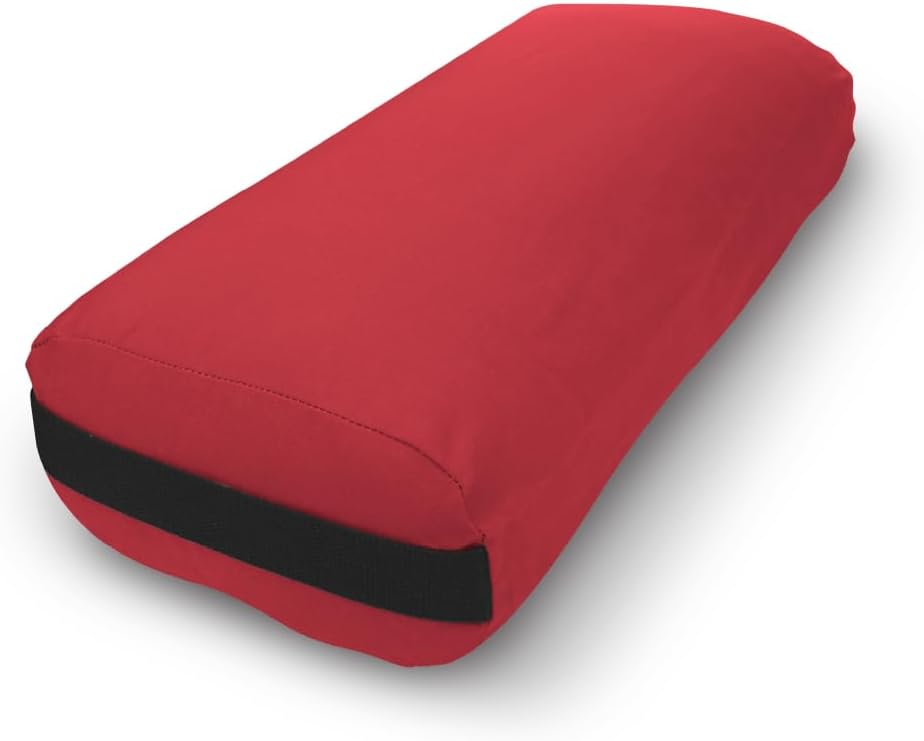 Bean Products Cotton Batting Yoga Bolster - Studio Grade Round or Rectangular Restorative Yoga Pillow for Pilates and Yin Practice - Soft Yet Firm Support with Cotton Cover - Made in The USA