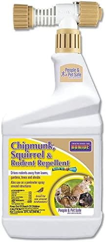 Bonide Chipmunk, Squirrel & Rodent Repellent, 32 oz Ready-to-Spray | For Outdoor Use, Deter Pests from Lawn & Garden