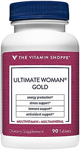 The Vitamin Shoppe Brand Ultimate Woman's Gold Multivitamin, 90 Tablets | Women’s Multivitamin with Iron, B Vitamins & Vitamin D3 for Energy Production, Bone & Immune Health Support, Gluten Free