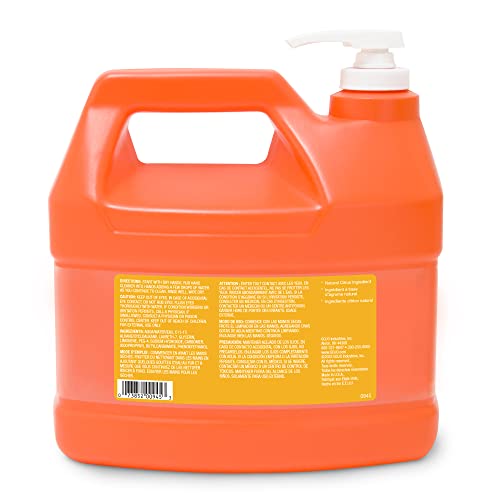 GOJO Natural Orange Smooth Hand Cleaner, Citrus Scent, 1 Gallon Quick Acting Smooth Hand Cleaner Pump Bottle (Pack of 4) - 0945-04