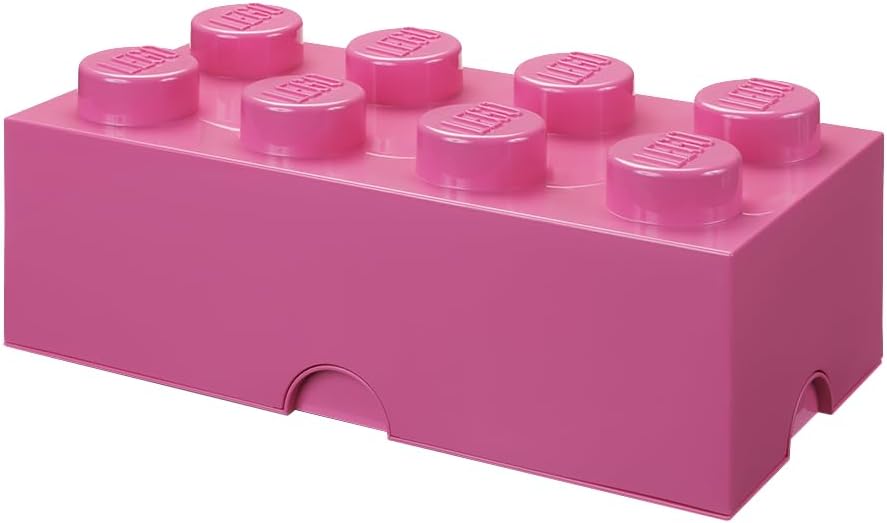 LEGO Storage Brick 8 12.1 L Storage Box with Lid Pink | Durable PVC-free plastic container for bricks, toys and clothes. Compatible with LEGO Brick Drawers and other 8-stud bins
