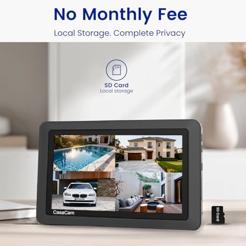 CasaCam Wireless Security Camera Air, 7 inch Monitor, 2 720p Cams, No Fees