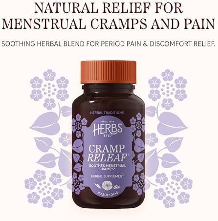 Herbs Etc. Cramp ReLeaf (Menstrual) Softgels - Cycle Support Supplement that Soothes Cramps - Black Haw