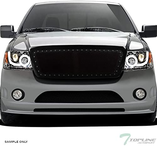 Sequential LED Halo Strip Tube Bar Chrome Housing Projector Headlights Signal Lamps Amber nb + Glossy Black RVT Rivet Bolt Steel Mesh Front Hood