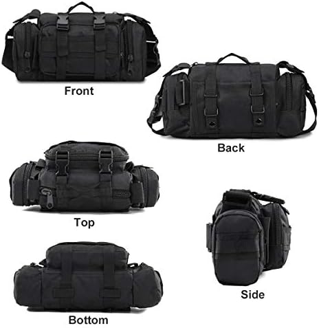 BraveHawk OUTDOORS Bike Handlebar Bag, 900D Nylon Oxford Multi-purpose Waist Bag Water Resistant Bicycle Cycling Pack (Black)
