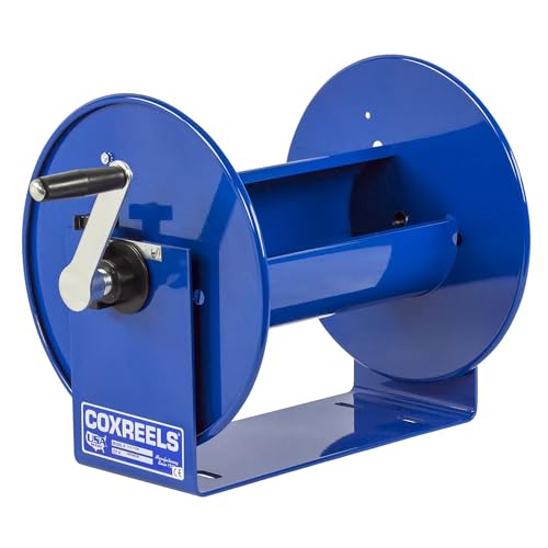 Coxreels 112-3-100 Hand Crank Hose Reel - Heavy-Duty Steel Frame for Stability - Adjustable Tension Brake for Controlled Operation- Fits 3/8 x 100 ft Hose - 12 x 18.25 x 13 inches