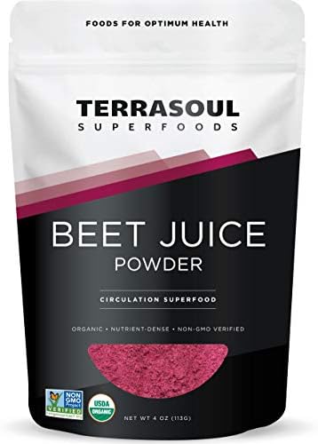 Terrasoul Superfoods Organic Beet Juice Powder, 4 Oz - Grown in USA | Concentrated Beet Juice Crystals | Energy & Stamina…
