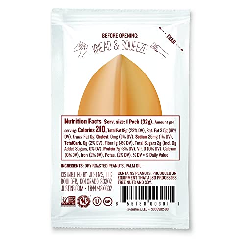 Justin's Classic Crunchy Peanut Butter Squeeze Packs - 1.15 oz - 10 pack | Shelf Stable Sandwich Spread