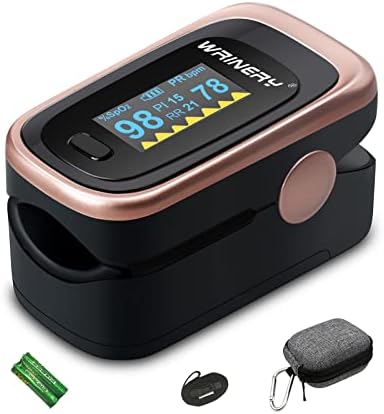 Oxygen Saturation Monitor, Wrinery Premium Pulse Oximeter Fingertip, Oxygen Monitor, O2 Saturation Monitor, OLED Portable Oximetry with Batteries