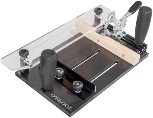 O'SKOOL Rail Coping Sled Router Table Jig, Fits 5-1/2" x 1-5/8"Stock | Phenolic Base, Toggle Clamp, Sacrificial Fence, Square End-Grain Cuts