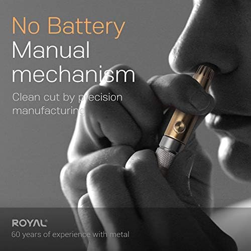ROYAL [Made in Korea] Premium Manual Nose Hair Trimmer for Men Silver Bullet, Battery-Free, Stainless Steel Rotary Blade Grooming Tool, Waterproof