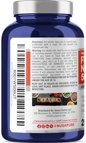 Flush Free Niacin, Non-GMO, Vegan 500mg, 250 Veggie Capsules - 250 Servings