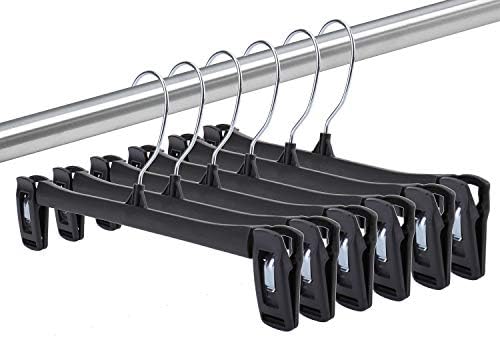 Tosnail 40 Pack 12 Inch Plastic Skirt Pants Clothes Hangers with Non-Slip Big Clips and Swivel Hook - Black