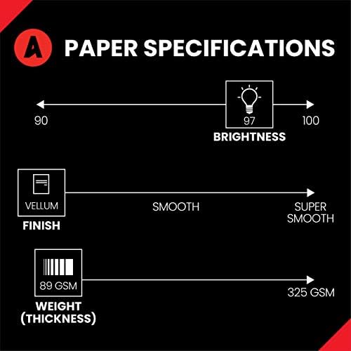 Accent Opaque White Printer Paper, 8.5” x 11” 24lb Bond/60lb Text Copy Paper – 500 Sheets (1 Ream) – Premium Computer Paper with Smooth Finish, 97 Bright, 89gsm – Multipurpose White Paper – 109355R